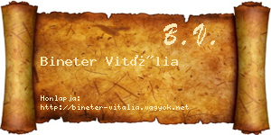 Bineter Vitália névjegykártya